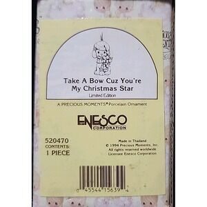 Precious Moments Ornament‎ Take A Bow Cuz You're My Christmas Star #520470 1994
